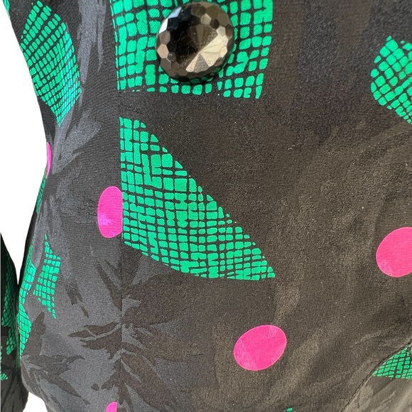 VINTAGE LAUREN ALEXANDRA 100% Silk Skirt Set Puff Sleeve Size 8 - Picture 4 of 10